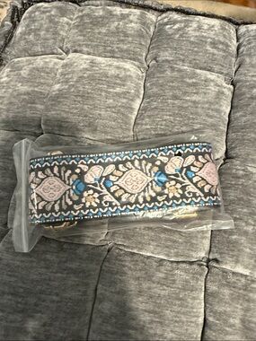 Embroidered Floral Strap in Black, Blue & Pink - Versatile Bag Accessory